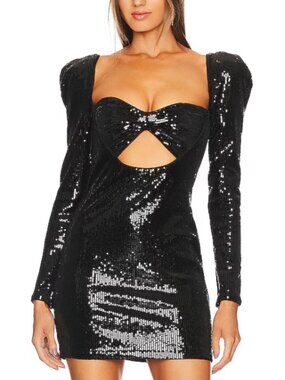 Michael Costello x REVOLVE Adrianna Sequin Mini Dress Black Size M